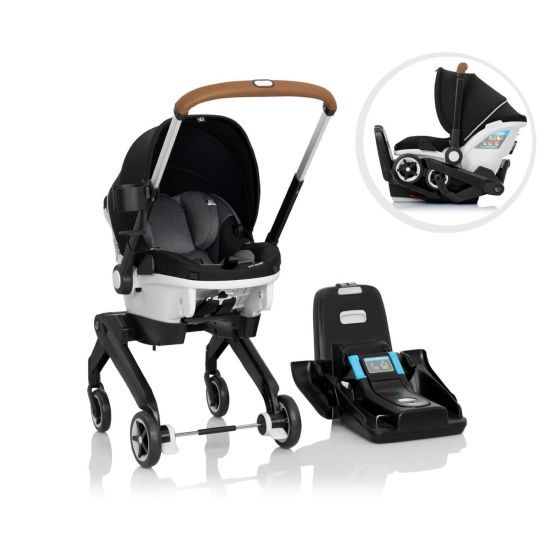 GOLD Shyft DualRide Car Seat & Stroller Combo w/ Storage Bag + Canopy Moonstone