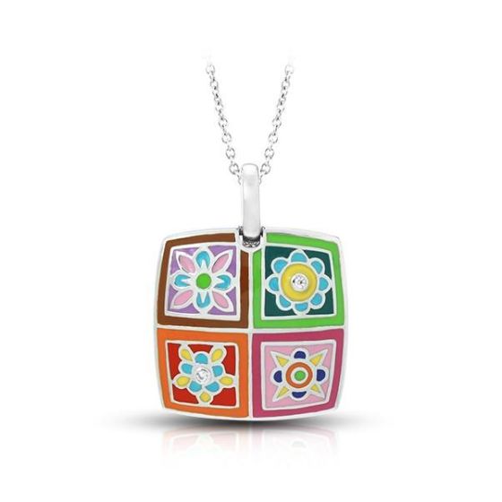 Belle Etoile Round Cubic Zirconia studded Multi color Bavaria Pendant - 925 SS with chain