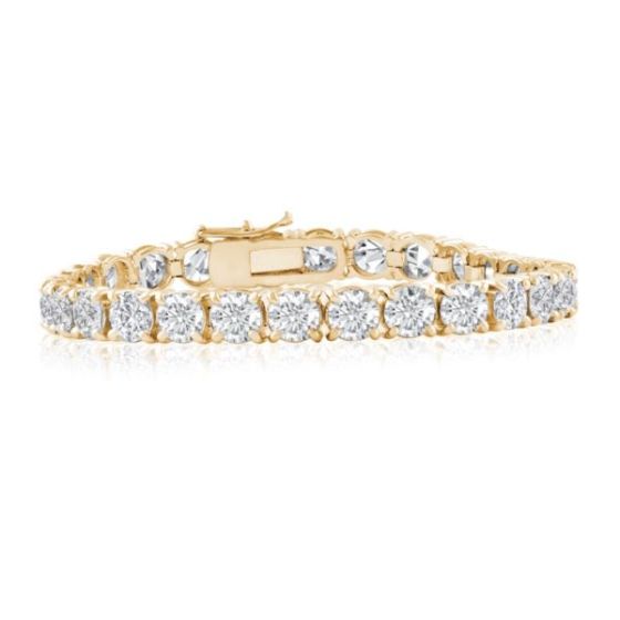 Bright White Privilege Round Lab Grown Diamond Tennis Bracelet in 14K Yellow Gold 19.00ct,EF,VS1 VS2