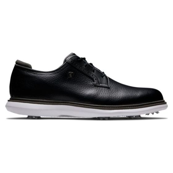 FootJoy Traditions Blucher Men's Spiked Golf Shoes - Black/White/Grey/10.5 Medium