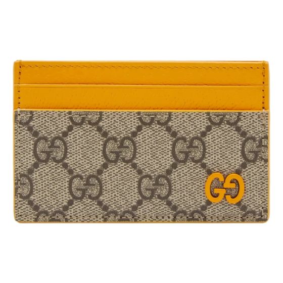 Gucci GG Supreme Card Holder Beige and Yellow