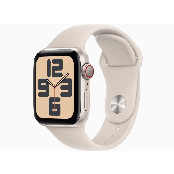 Apple Watch SE GPS + Cellular 40mm Starlight Aluminum Case with Starlight Sport Band - M/L