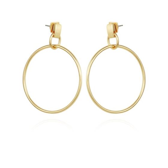 Gold-Tone Drop Hoop Earrings