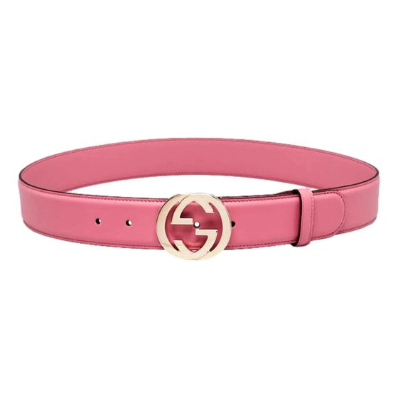 Gucci Marmont Interlocking GG Buckle Pink Leather Belt 80/32
