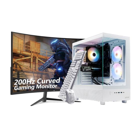 Azure 3 Gaming Tower: White w/ 27
