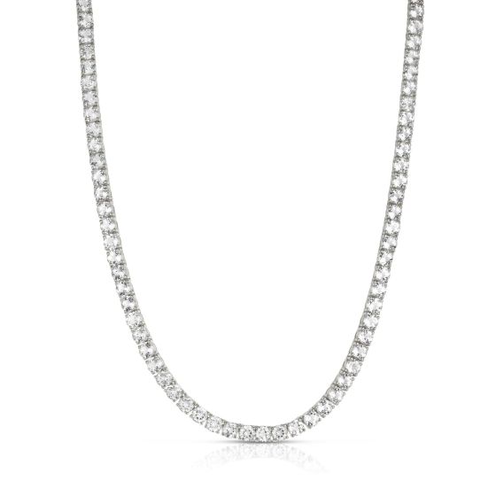 White Topaz Tennis Necklace Silver