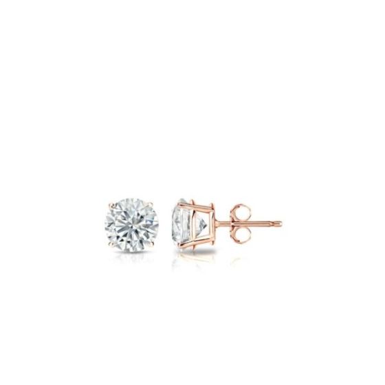 Bright White Round Lab Grown Diamond Stud in 14K Rose Gold 0.09ct, Color-FG, Clarity-VVS
