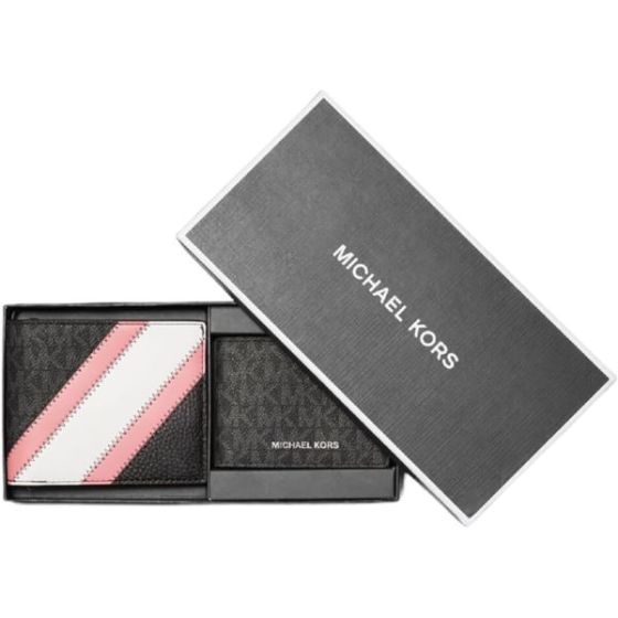 Logo Stripe Wallet & Passcase Gift Set