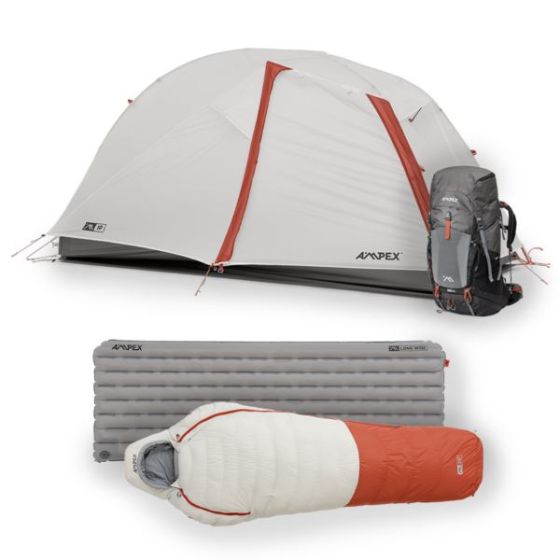 Ampex 1P Backpacking Kit - XL - Tent/Camp Pad/50L Backpack/Mummy Sleeping Bag