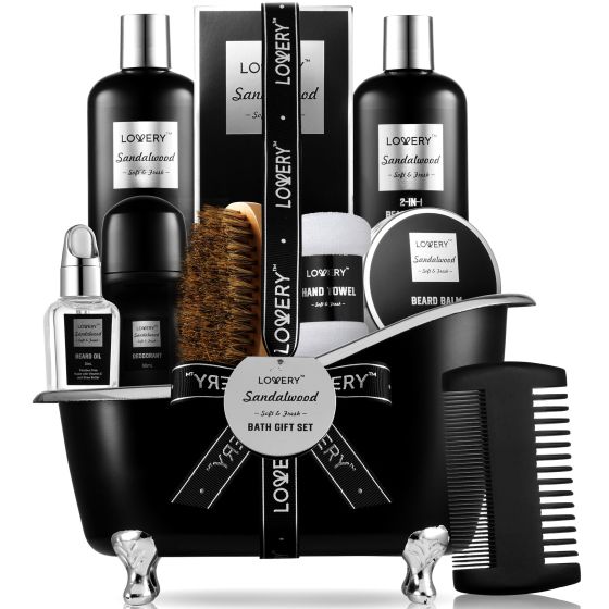 Beard Grooming Sandalwood Gift Basket Size 11 Pieces