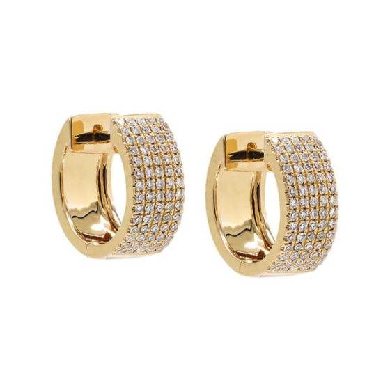 Diamond Pave Five Row Huggie Earring 14K Size 12MM