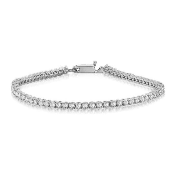 Bright White Privilege Round Lab Grown Diamond Tennis Bracelet in 14K White Gold 3.00ct,EF,VS1 VS2