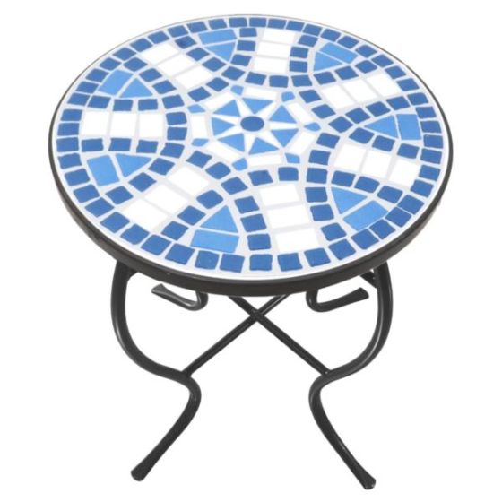 Mosaic Art Collection - Blue Daisy Accent Table - Blue