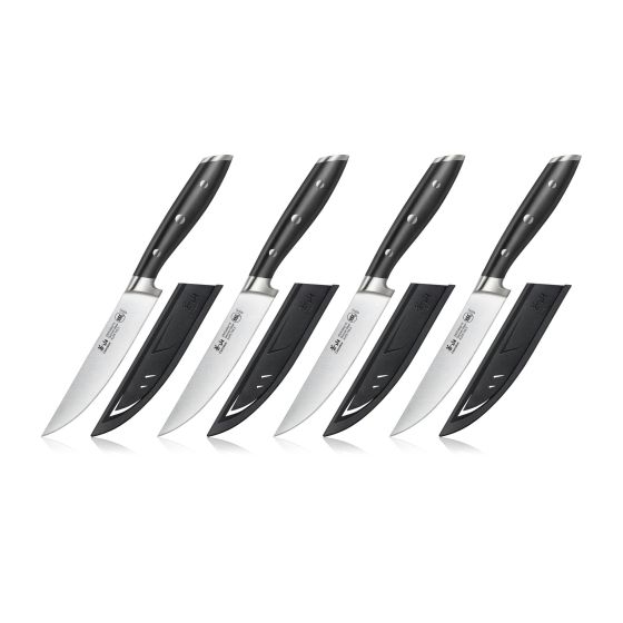 4-Piece ALPS Steak Knife Set w/Sheaths - Black
