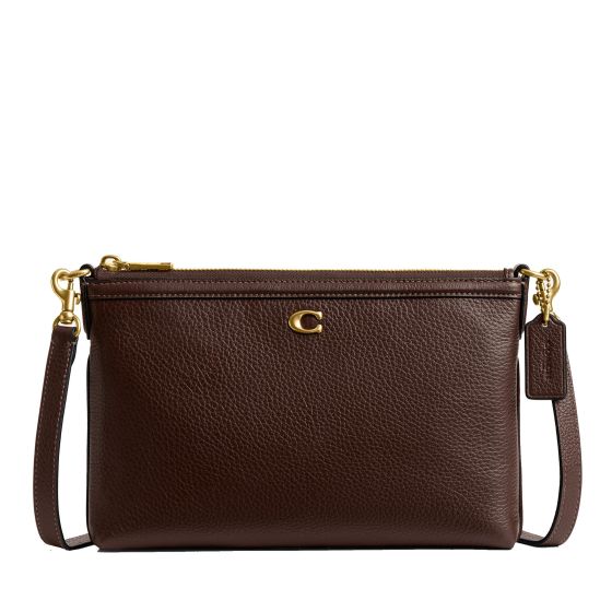 Refined Pebble Leather Legacy Zip Top Crossbody - Maple/Brass