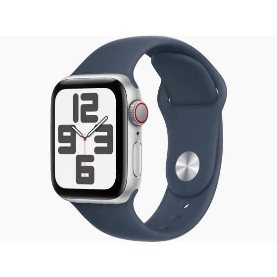 Apple Watch SE GPS + Cellular 40mm Silver Aluminum Case with Denim Sport Band - S/M