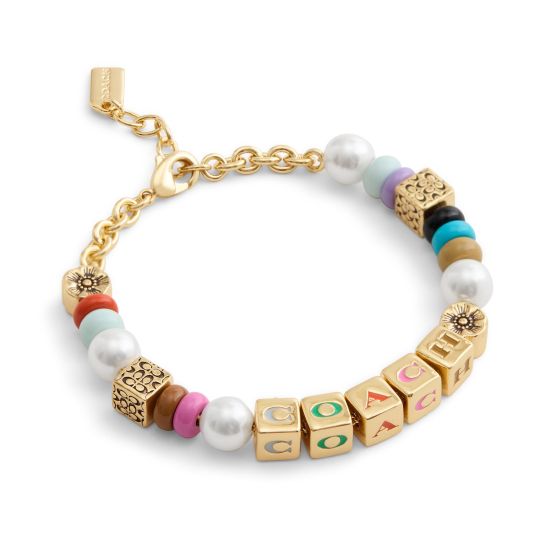 Logo Friendship Bead Flex Bracelet - Multi/Gold