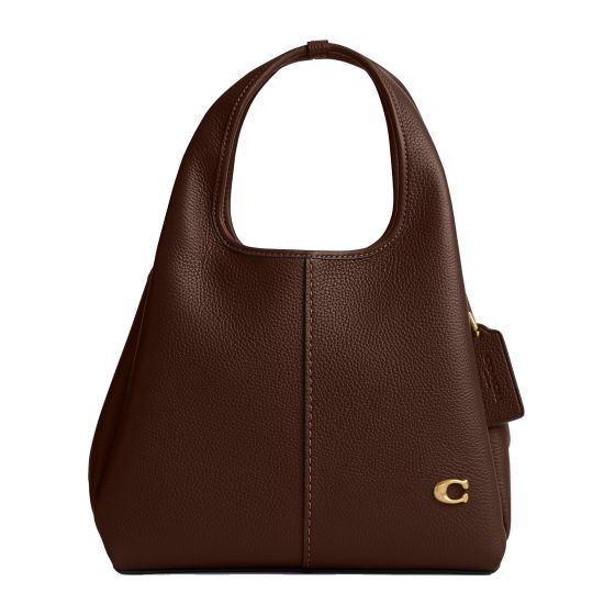 Polished Pebble Leather Lana Shoulder Bag 23 - Maple/Brass