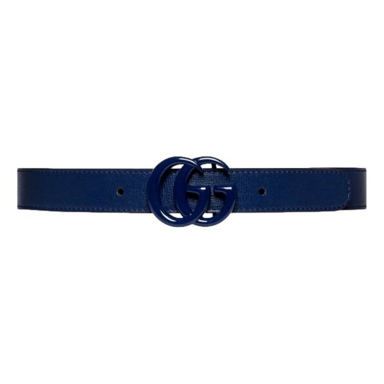 Gucci Double GG Marmont Belt Leather Blue 105/42