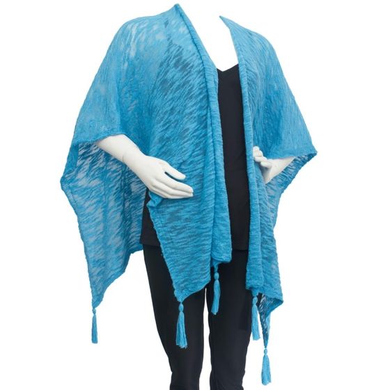 Knit Slub Ruana with Tassels
