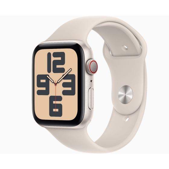 Apple Watch SE GPS + Cellular 44mm Starlight Aluminum Case with Starlight Sport Band - S/M