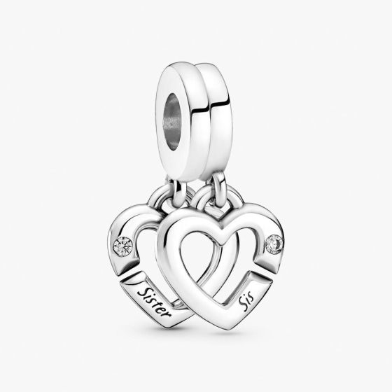 Linked Sister Hearts Split Dangle Charm