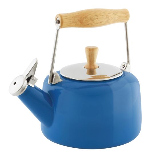 Enamel on steel Sven Teakettle w/ Natural wood handle Fog Grey