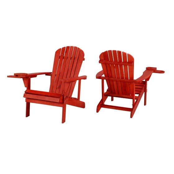 Earth Collection Adirondack Chair w/Phone & Cup Holder, Set of 2 - Red