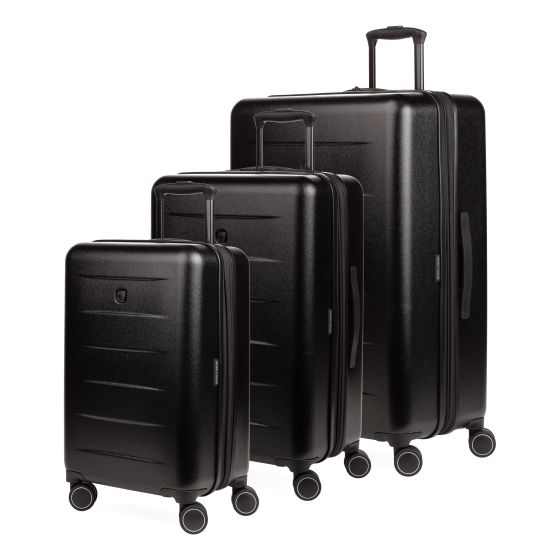 8020 3pc Expandable Hardside Luggage Spinner Set Black