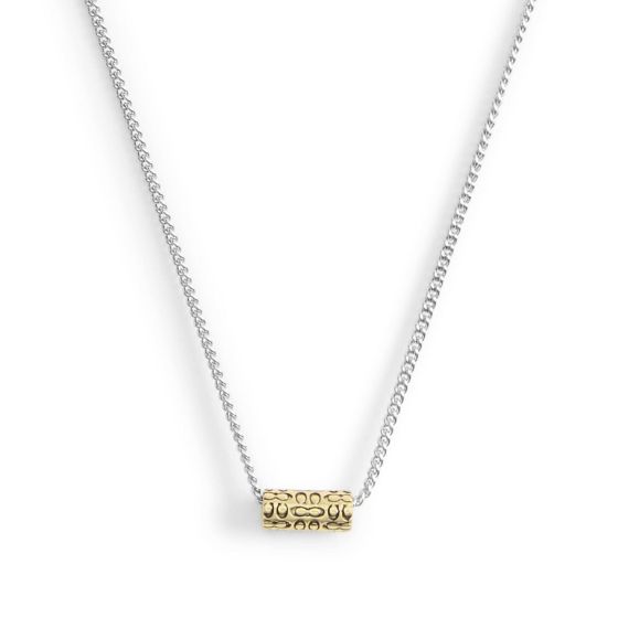 Quilted Tube Short Pendant - Two Tone