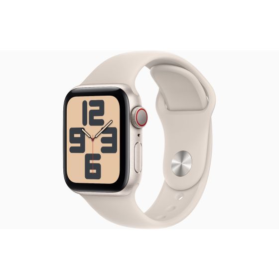 Apple Watch SE GPS + Cellular 40mm Starlight Aluminum Case with Starlight Sport Band - S/M