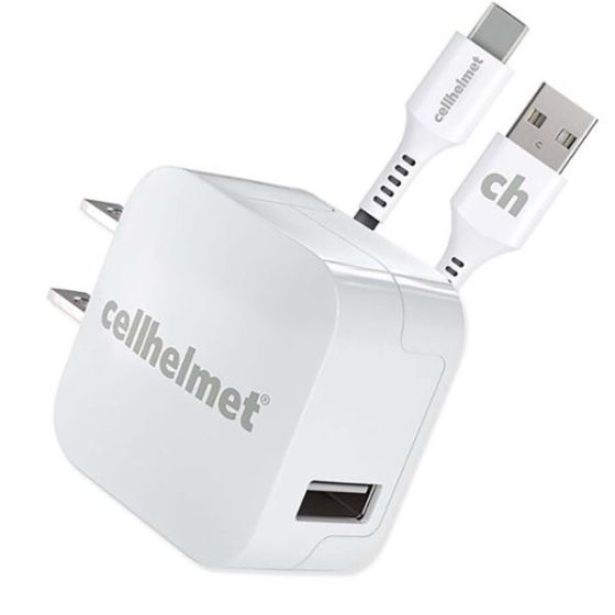 CellHelmet - 2.4A Wall Charger with 3' Round Type-C to Type-A USB Cable