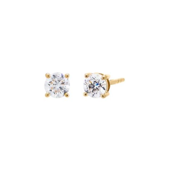 Lab Grown Solitaire 4 Prong Earring 14K Size 1 CT