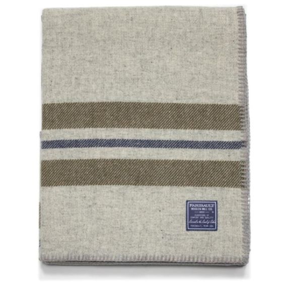 Faribault Mill Cabin Wool Throw - Smoke