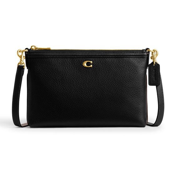 Refined Pebble Leather Legacy Zip Top Crossbody - Black/Brass