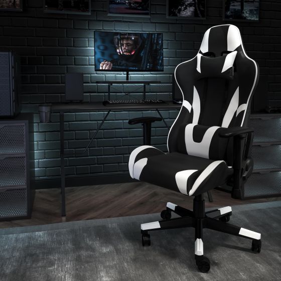 Black Gaming Desk & Chair Set with Cup Holder, Headphone Hook, and Monitor Stand