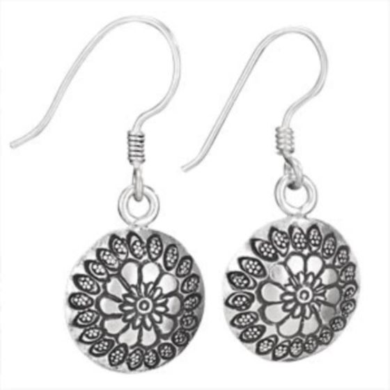 Silver flower french wire earrings