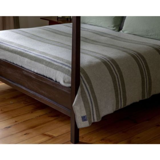 Faribault Mill Cabin Wool Bed Blanket - Smoke, Full