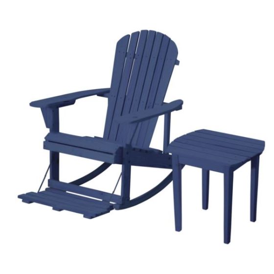 Zero Gravity Adirondack Rocker w/Footrest & End Table - Navy