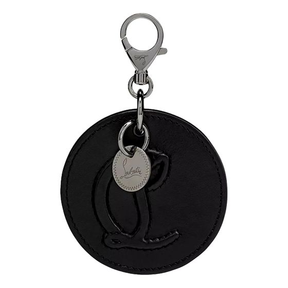 Christian Louboutin Round Leather Logo Black Bag Charm Keychain