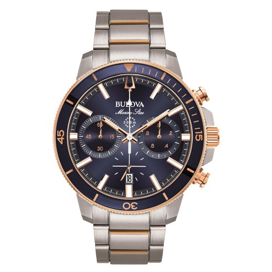 Mens Marine Star Chronograph Silver-Tone Watch Blue Dial
