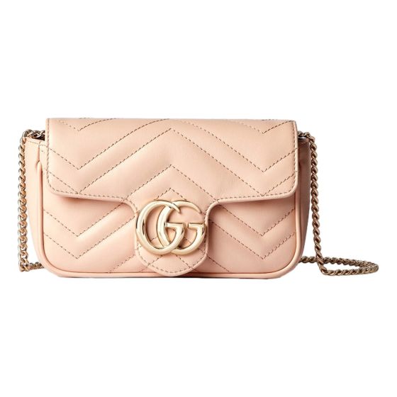 Gucci GG Marmont Super Mini Matelasse Crossbody Bag Light Beige Pink