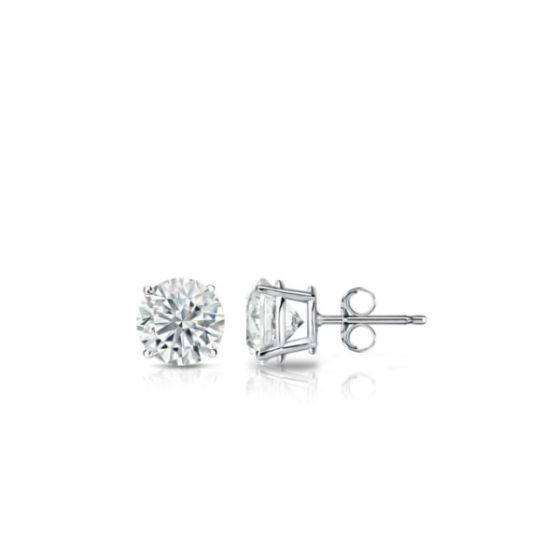 Bright White Round Lab Grown Diamond Stud in 14K White Gold 0.20ct, Color-FG, Clarity-VVS