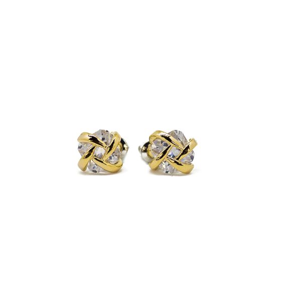 Gold Wrapped Cushion CZ Earrings