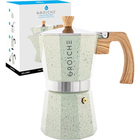 Stovetop Espresso Coffee Maker: Milano Stone - Mint Green, 6 cup