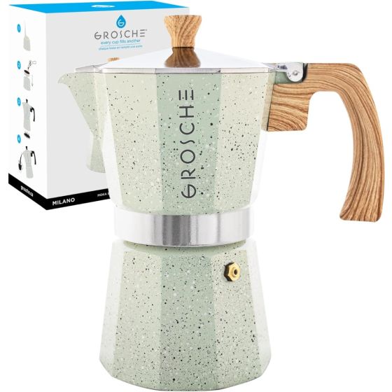 Stovetop Espresso Coffee Maker: Milano Stone - Mint Green, 9 cup