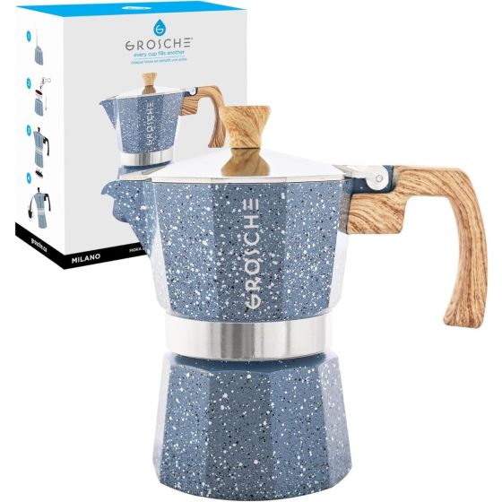 Stovetop Espresso Coffee Maker: Milano Stone - Indigo Blue, 3 cup