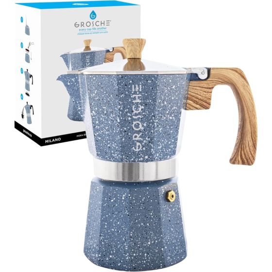 Stovetop Espresso Coffee Maker: Milano Stone - Indigo Blue, 6 cup