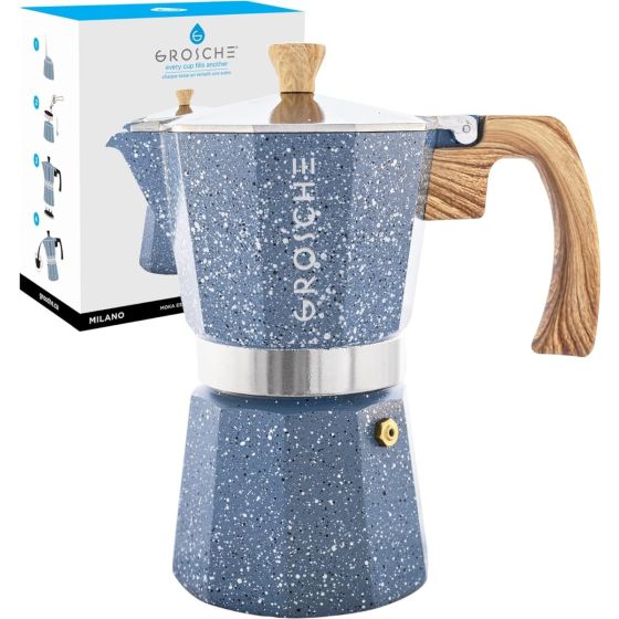 Stovetop Espresso Coffee Maker: Milano Stone - Indigo Blue, 9 cup