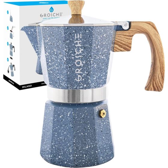 Stovetop Espresso Coffee Maker: Milano Stone - Indigo Blue, 12 cup